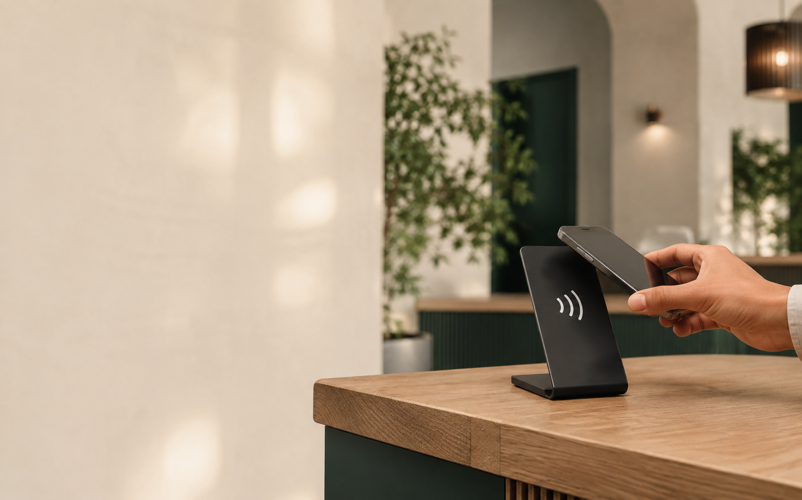 NFC stojánek TapReview v moderní provozovně